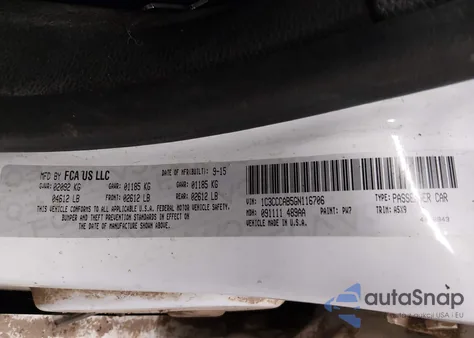 2016 Chrysler 200 Limited from USA, damaged, VIN 1C3CCCAB5GN116706